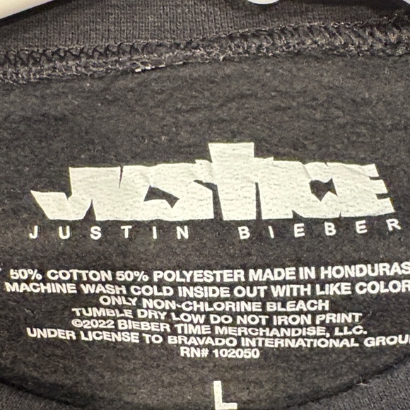 Justin Bieber Black Sweatshirt with White Graphic - Picture 2 of 2